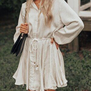 NWT Meritt Polka Dot Long Sleeve Shift Dress